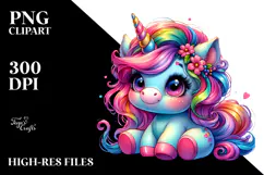 Joyful Baby Unicorn PNG Product Image 2