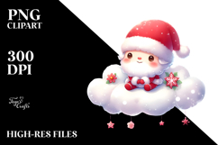 Cute Vintage Santa on a Cloud, Transparent PNG Product Image 2