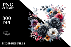 Colorful Floral Frame with Black Roses PNG Product Image 2