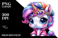 Vibrant Cute Baby Unicorn Playing, PNG Product Image 2