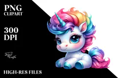 Vibrant Cute Baby Unicorn Playing, PNG Product Image 2