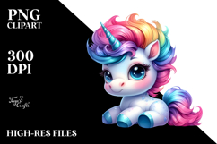 Vibrant Cute Baby Unicorn Playing, PNG Product Image 2