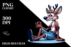 Goofy Cartoon Deer with Despair PNG Product Image 2