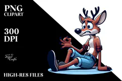 Goofy Cartoon Deer with Despair PNG Product Image 2