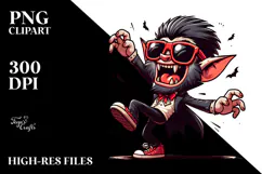 Goofy Vampire Dancing with Colorful Sunglasses, PNG Product Image 2