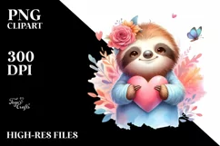 Baby Sloth with Heart PNG Product Image 2