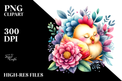 Sleeping Chicken Colorful Clipart Product Image 2