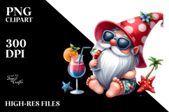 Whimsical Gnome Drinking a Cocktail PNG Product Image 2