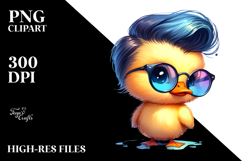 Cute Baby Duck Jumping, Watercolor PNG Product Image 2
