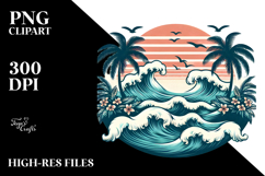 Vintage Tropical Island Waves PNG Product Image 2