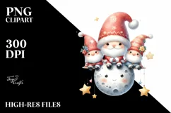 Cute Retro Santa with Gnomes, Transparent PNG Product Image 1