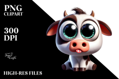 Funny Cow with Sparkling Eyes, Digital Painting Product Image 2
