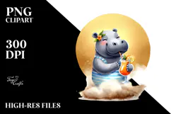 Happy Hippo in Beachwear Drinking Cocktail Product Image 2