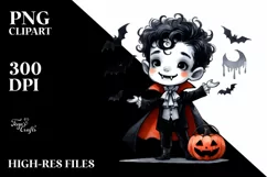 Funny Vampire Halloween Clipart PNG Product Image 3