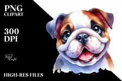 Vibrant Watercolor Bulldog Clipart Product Image 1