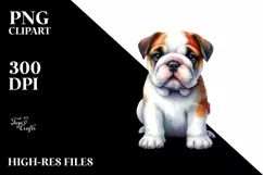 Vibrant Cute Bulldog Sticker Design | Clipart Product Image 1