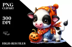 Vibrant Baby Cow Halloween Clipart Product Image 1