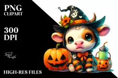 Vibrant Baby Cow Halloween Clipart Product Image 1