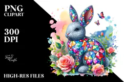 Colorful Diamond Bunny, Transparent PNG Product Image 2