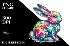 Colorful Diamond Bunny, High-Quality PNG Product Image 2