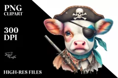 Baby Cow with Pirate's Eye Patch PNG Product Image 1