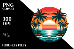 Retro Tropical Sunset, High-Res PNG Product Image 2
