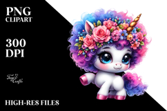 Dancing Baby Unicorn with Floral Wreath PNG Product Image 2