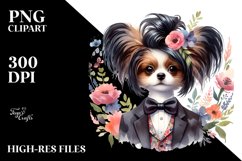 Papillon with Funny Haircut in Floral Frame | Sublimation Product Image 1