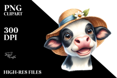 Sun Hat Cow Portrait Clipart Product Image 2