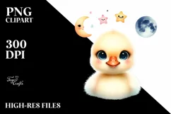 Colorful Baby Snow Goose with Moon | Clipart Product Image 1