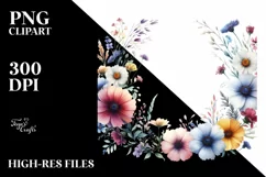 Colorful Watercolor Wild Frame | Sublimation Clipart Product Image 1