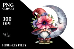 Cute GNOME with Petunia Ornament PNG Product Image 2