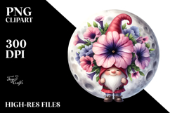 Cute GNOME with Petunia Floral PNG Product Image 2