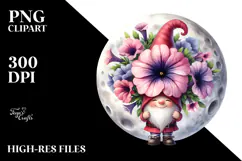 Cute GNOME with Petunia Floral PNG Product Image 2