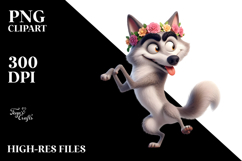 Goofy Wolf with Flower Crown Product Image 2