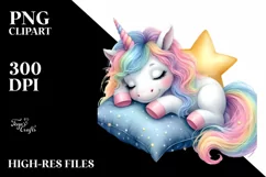 Colorful Baby Unicorn Napping On Star | Sublimation | Product Image 1