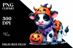 Vibrant Baby Cow Halloween Clipart Product Image 1