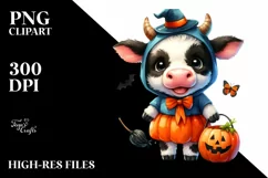 Vibrant Baby Cow Halloween Clipart Product Image 3
