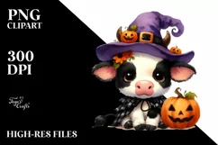Vibrant Baby Cow Halloween Clipart Product Image 1