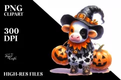 Vibrant Baby Cow Halloween Clipart Product Image 1