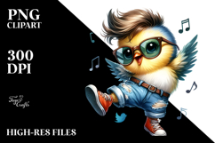 Cute Baby Bird Dancing with Cool Haircut, Vibrant Drawing Product Image 2