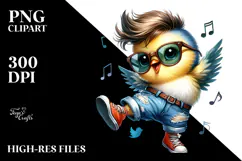 Cute Baby Bird Dancing with Cool Haircut, Vibrant Drawing Product Image 2