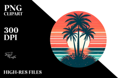 Retro Tropical Tree Sunset Tshirt Vector Product Image 2