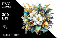 Abstract Vibrant Bouquet with Gold Foil | Sublimation Product Image 1