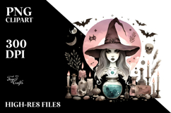 Whimsical Evil Witch Watercolor PNG Product Image 2