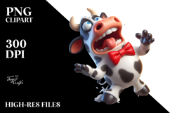 Playful Cartoon Cow with Bow Tie, High-Res PNG Product Image 2