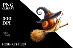 Funny Snail Witch Sticker Clipart Product Image 2