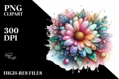Vibrant Rose with Golden Insertions PNG Product Image 3