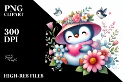 Adorned Penguin on Flower, Colorful PNG Product Image 2