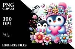 Adorned Penguin Flower Heart PNG Product Image 2